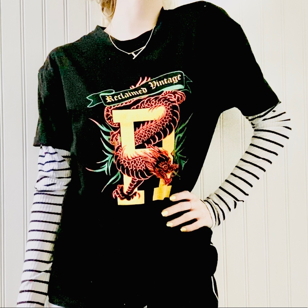 ASOS x Reclaimed Vintage Double Layer Tee w Dragon